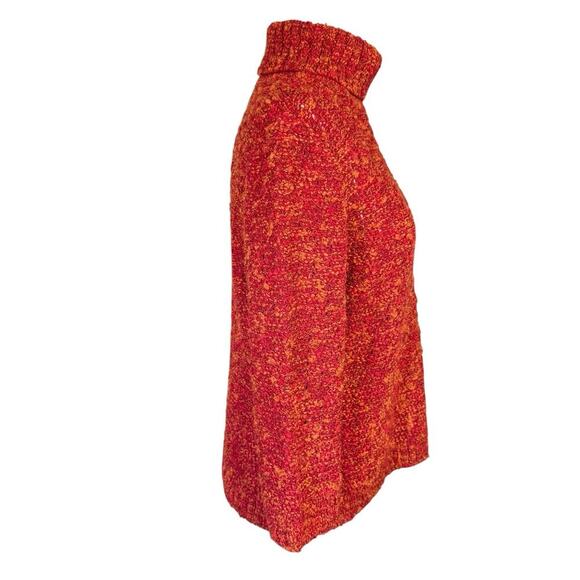 St John Sport Turtleneck Sweater Red M Chunky Knit 3/4 Sleeves Wool Blend Preppy - Picture 5 of 12
